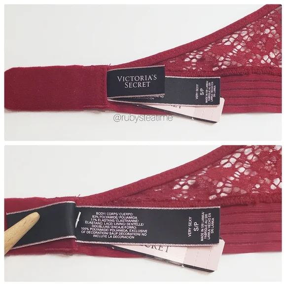 VICTORIA'S SECRET Very Sexy Floral Lace Halter Bralette -Red, Small,New with Tag - Picture 7 of 8